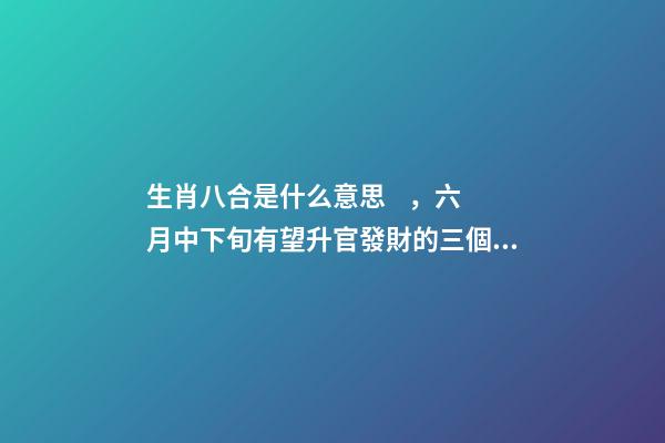 生肖八合是什么意思，六月中下旬有望升官發財的三個生肖!
